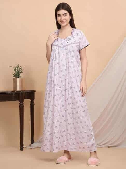 Women Cotton Printed Purple Night Dress M-XL in Jaipur at  250 / Set by  Sanju Collection - Justdial