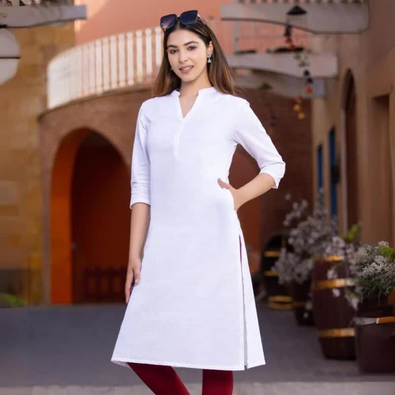 cotton kurti dress for women Pure Cotton Kurta Set For Women | White Embroidered Solid Kurti Dress | White Dress For Women | Indian Dress | Kurta With Palazzo