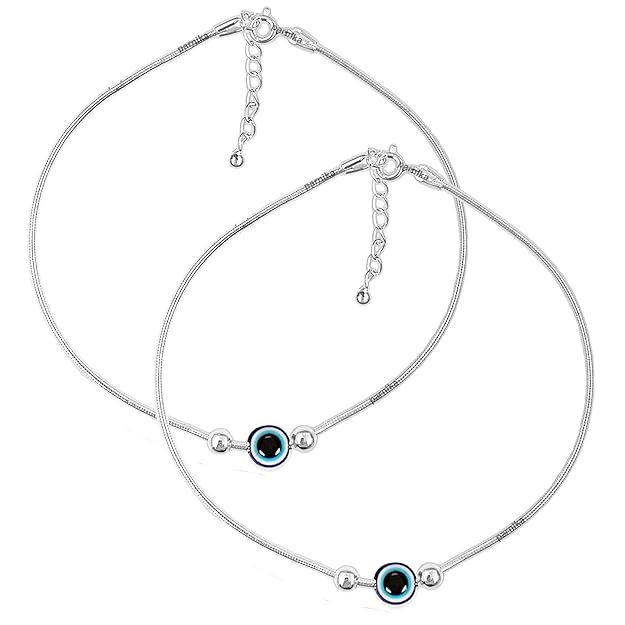 Women Evil Eye Design Silver Anklet Payal mm in Ahmedabad at