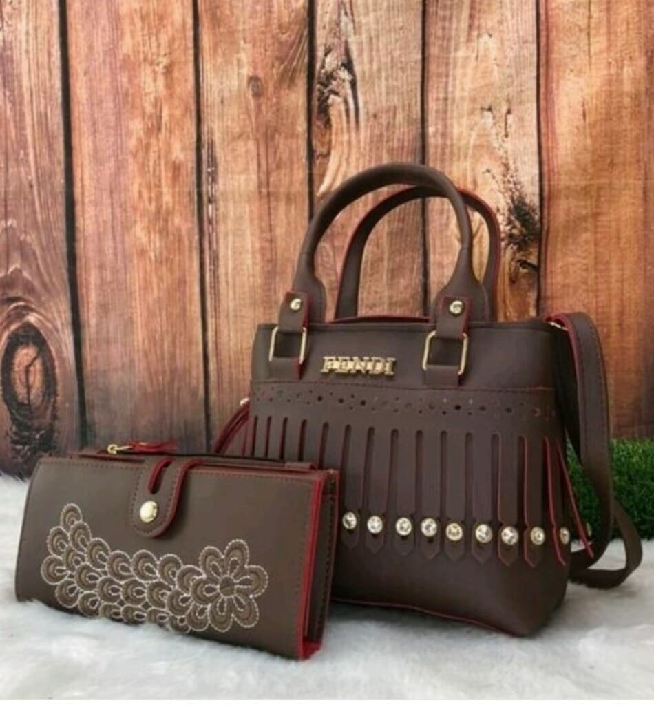 Women's Classic Style Handbag With Clutch Brown Colour in Delhi at