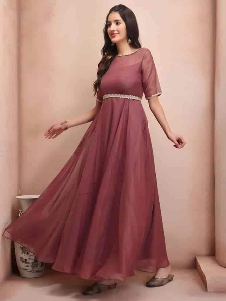 Women's Chiffon Gowns Brown (M) in Mumbai at ₹ 500 - ₹ 1,000 / Pc by Sana  Fashion Ladies Garments