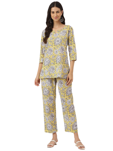 Ladies Nightdress Mid Length Night Dress Women's Cotton Printed