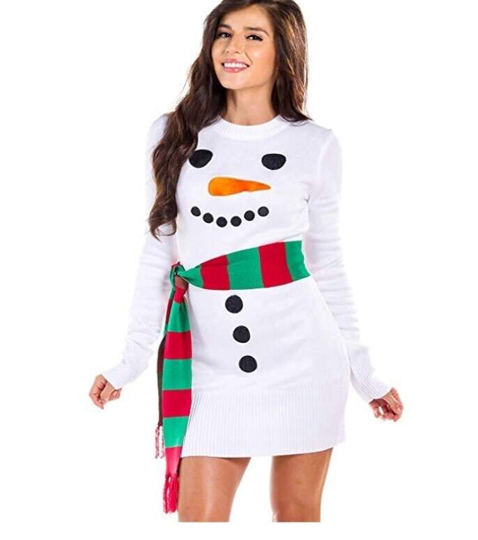 Holiday Snowman Printed Ugly Sweater Dress for Women in Malappuram