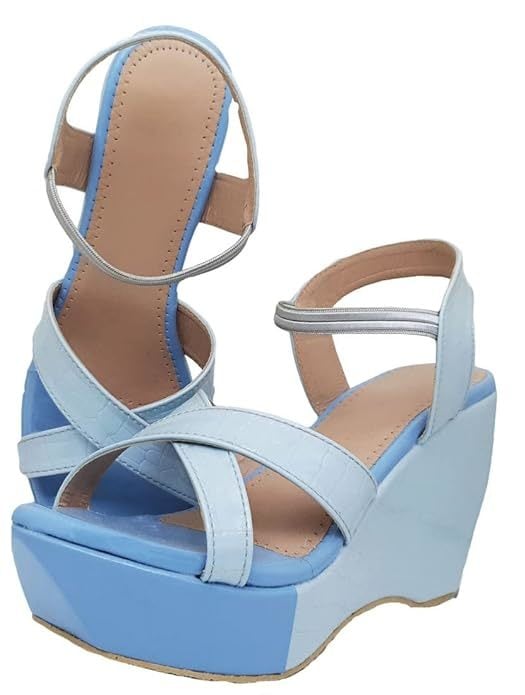 Women Stylish Wedge Heel Sandal Blue To 10 in Delhi at ₹ 250