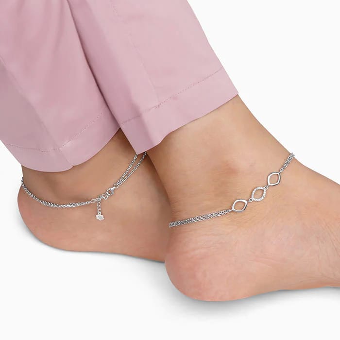 Women Triple Marquis Silver Anklet 270 mm in Ahmedabad at ₹ 1,000