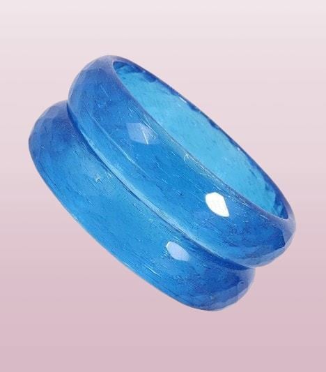 Women Wide Diamond Cutting Glass Bangle Sky Blue 63 mm in Jaipur
