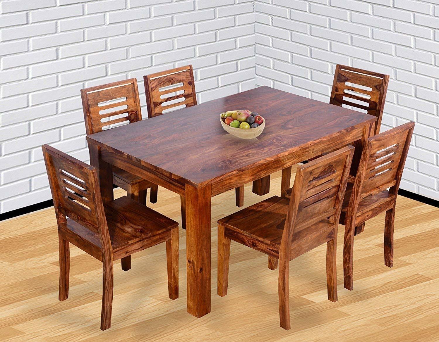 Wood Stage Sheesham Wood Dining Table Set with Chairs for Living