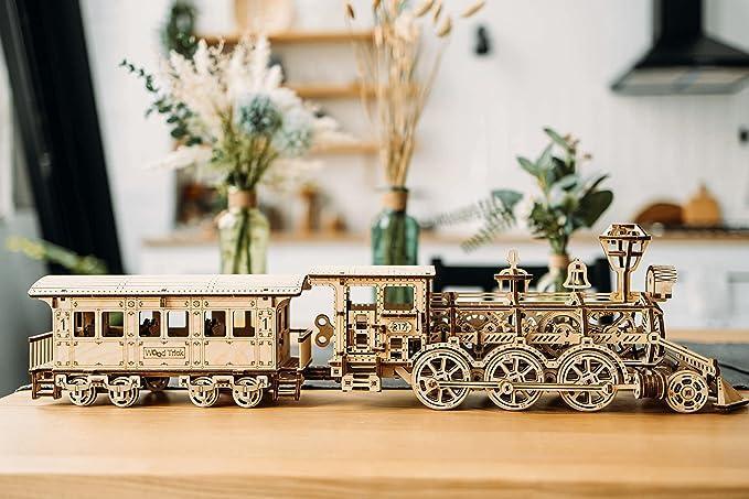 Wood Trick Wooden Toy Train Set with Railway 34x7″ Locomotive