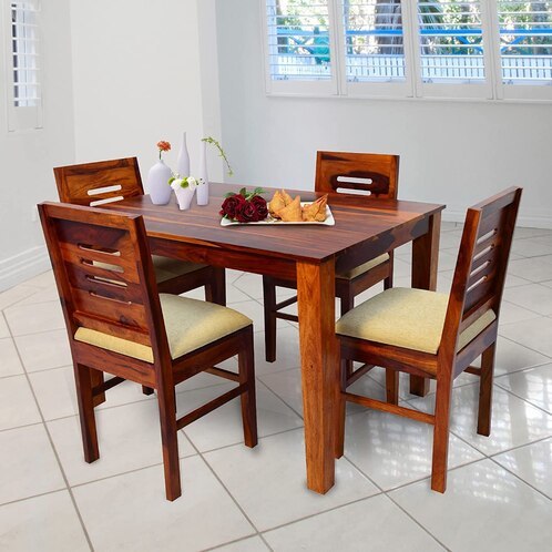 Wooden Dining Table Seater with Chair Brown 122 x x Cm