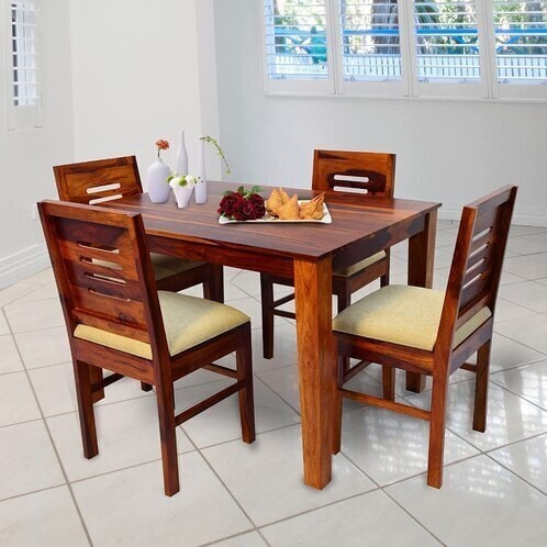 Wooden Dining Table Seater with Chair Brown 122 x x Cm