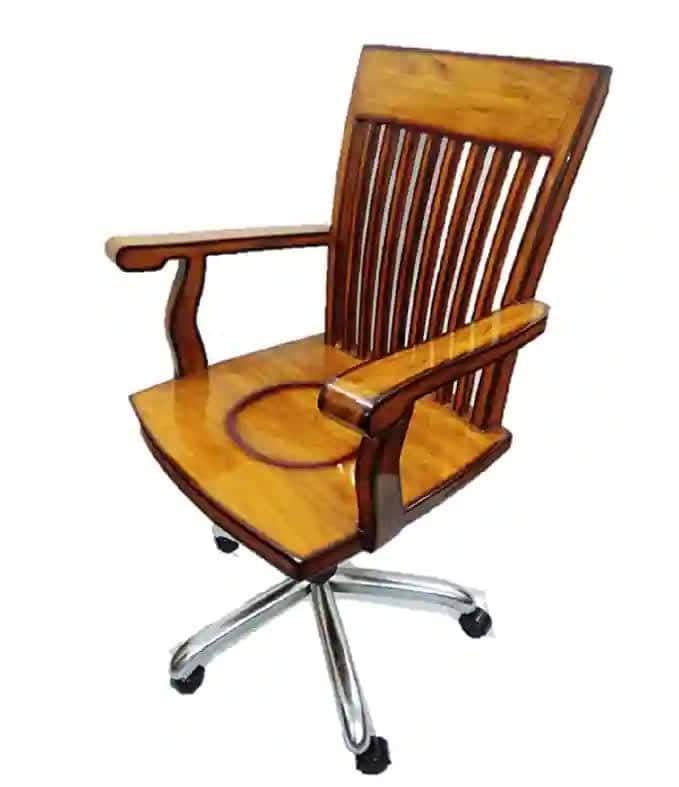 Wooden Illuminated Revolving High Back Mesh Office Chair in