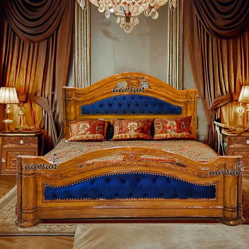 Wooden King Size Bed With Box Storage Feet,Light Honey) in - Main Image