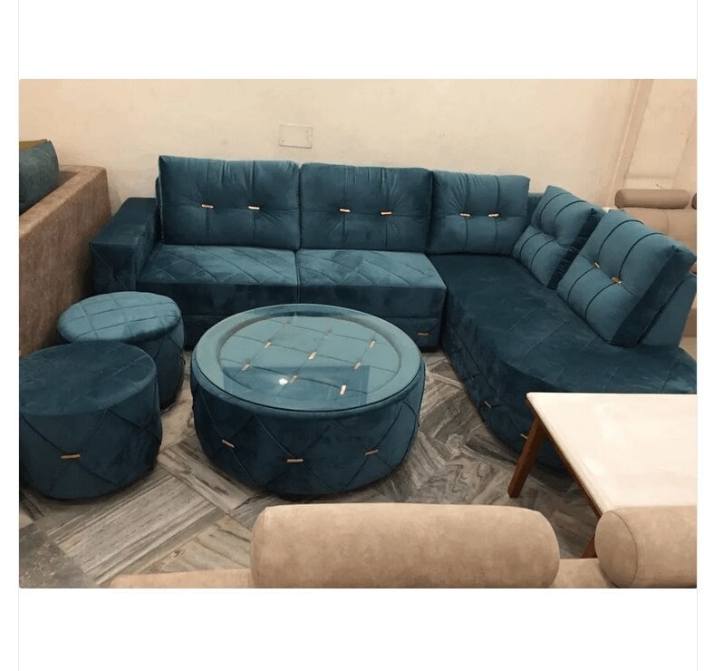 Wooden Modern Corner L Shape Sofa Set, For Home, Living Room in