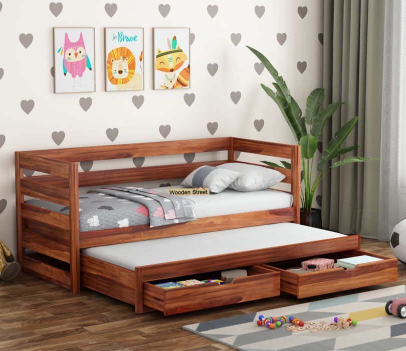 Wooden Street Slumber Kids Trundle Bed With Storage Walnut Finish in Ahmedabad at 45 210 47 589 by Wooden Street Justdial