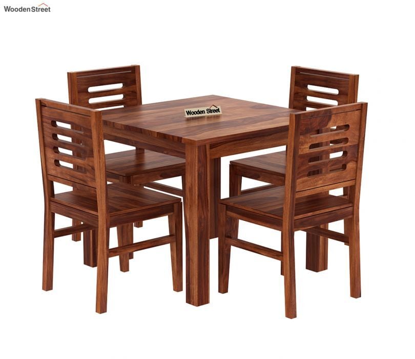 Wooden street dining table deals 4 seater