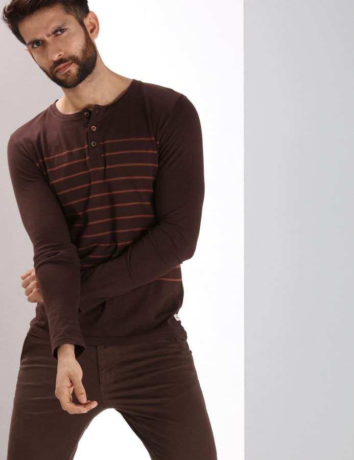 Wrogn Brown Long Sleeves T-Shirt in 