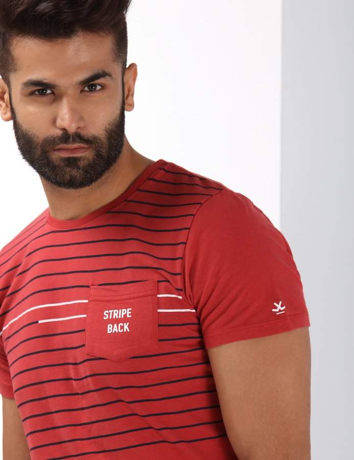 Wrogn Red Stripes T-Shirt in Jaipur at 