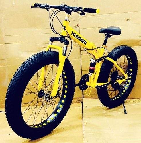 Bike Gear Yellow Fat Bike Yellow Hummer Fat Tyre Foldable Cycle In