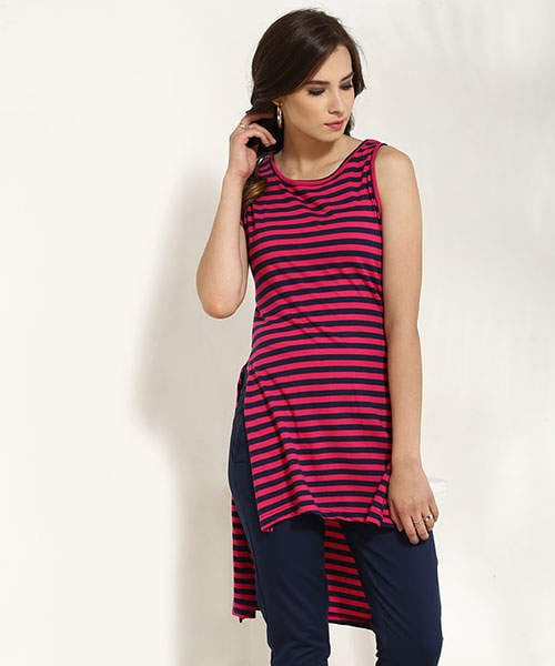 Yepme 150620 Ershia Top Fuschia Navy White (Size 44) in Gwalior at