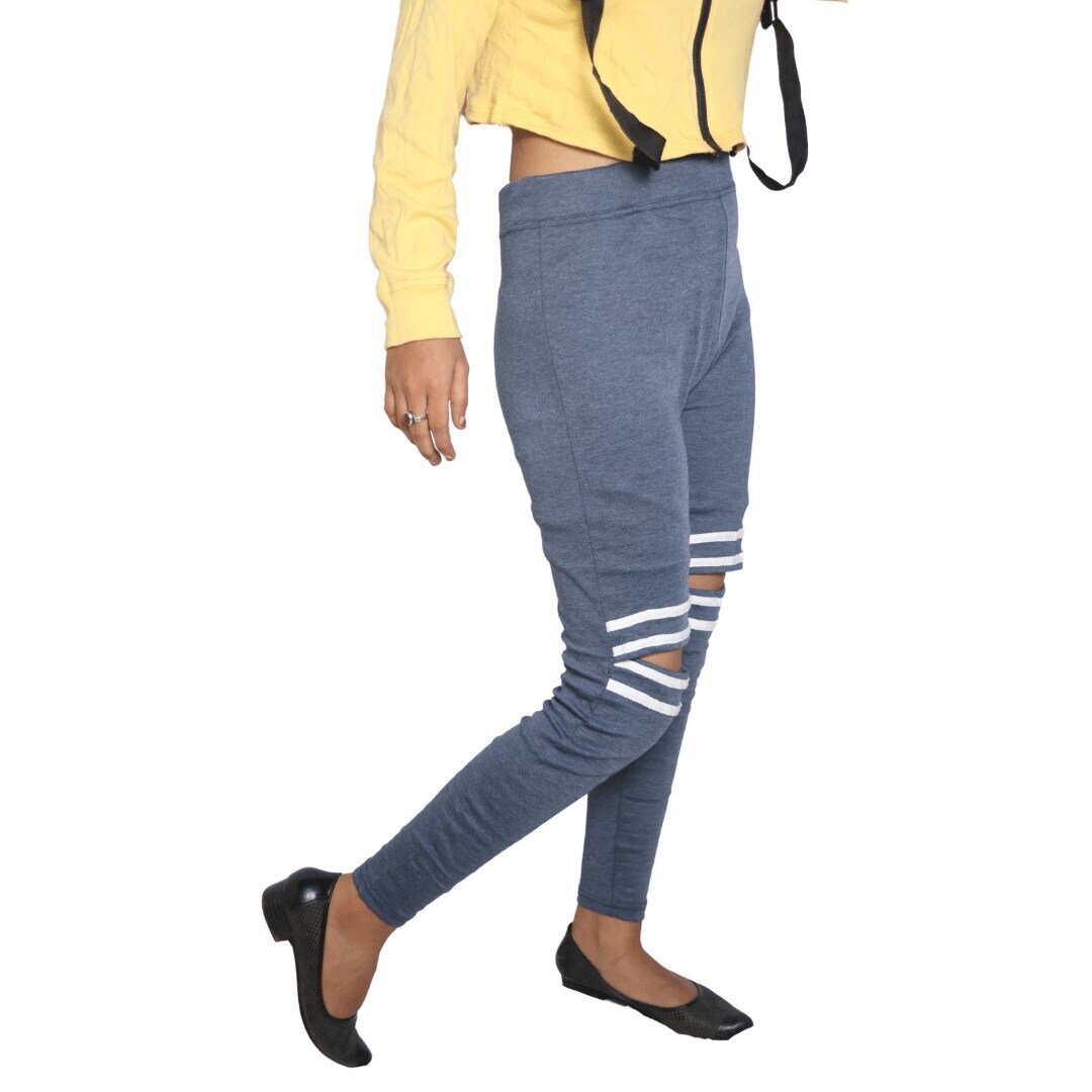 Zadine Cotton Rib Knee Cut Jeggings for Women in Mumbai at ₹ 240