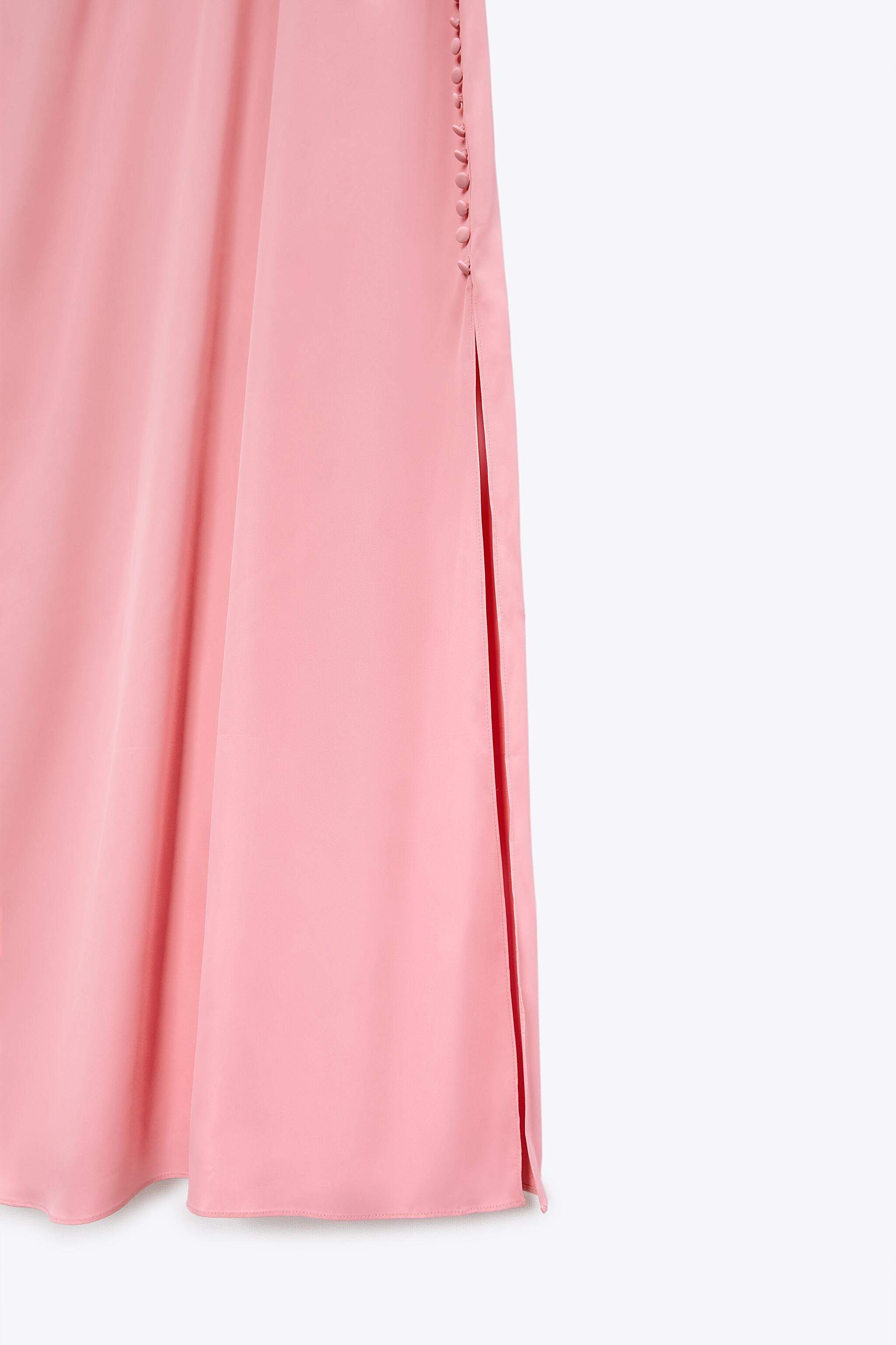 knee length dresses for ladies Zara Satin Maxi Pink main image 1