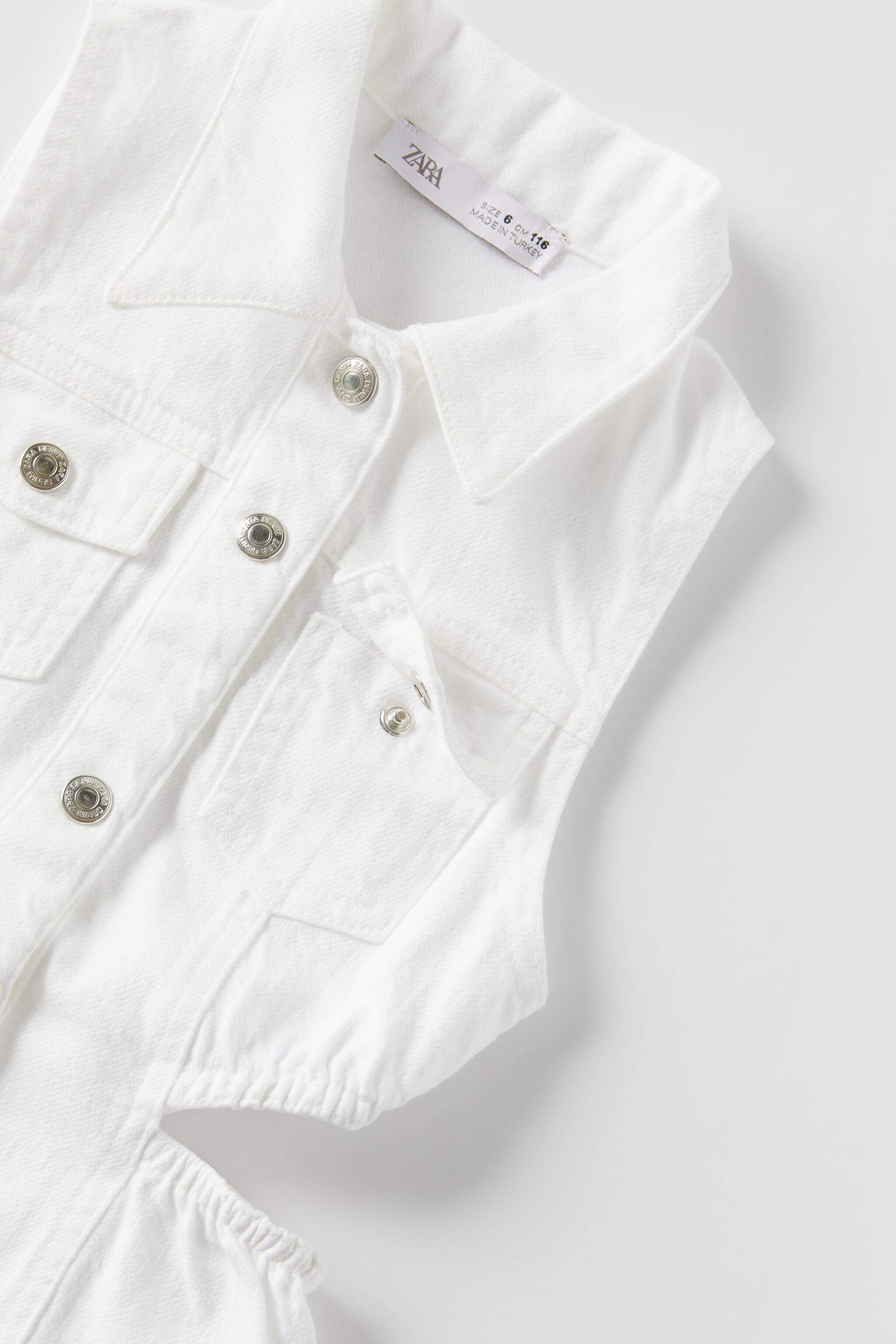 ZARA Kids Girl Cut-Out Denim Shirt Dress (White) in Tirupur at