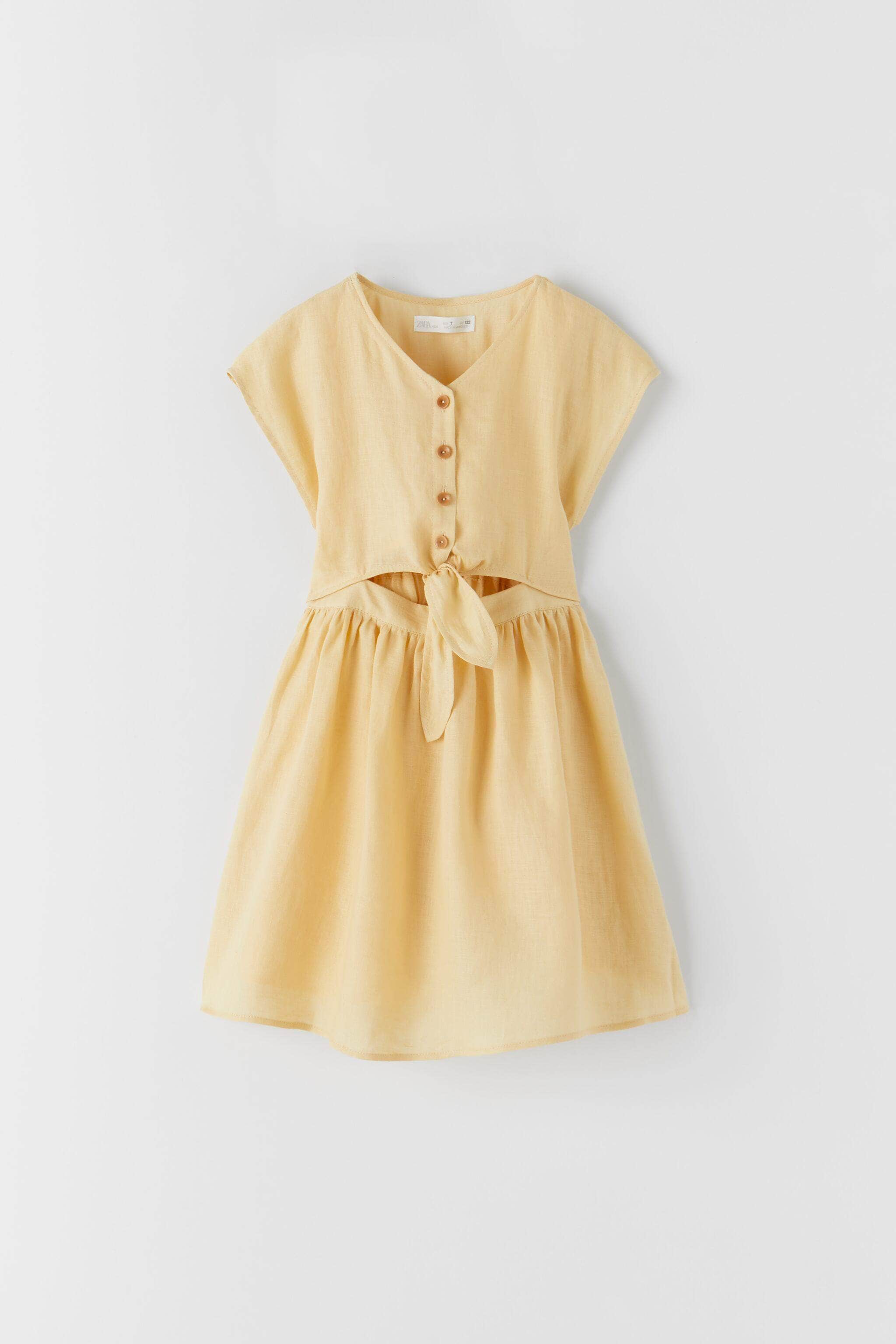 ZARA Kids Girl Cut-Out Linen Shirt Dress (Pastel Yellow 2) in Daund at   2,081 -  2,190 by Tridev Collection - Justdial