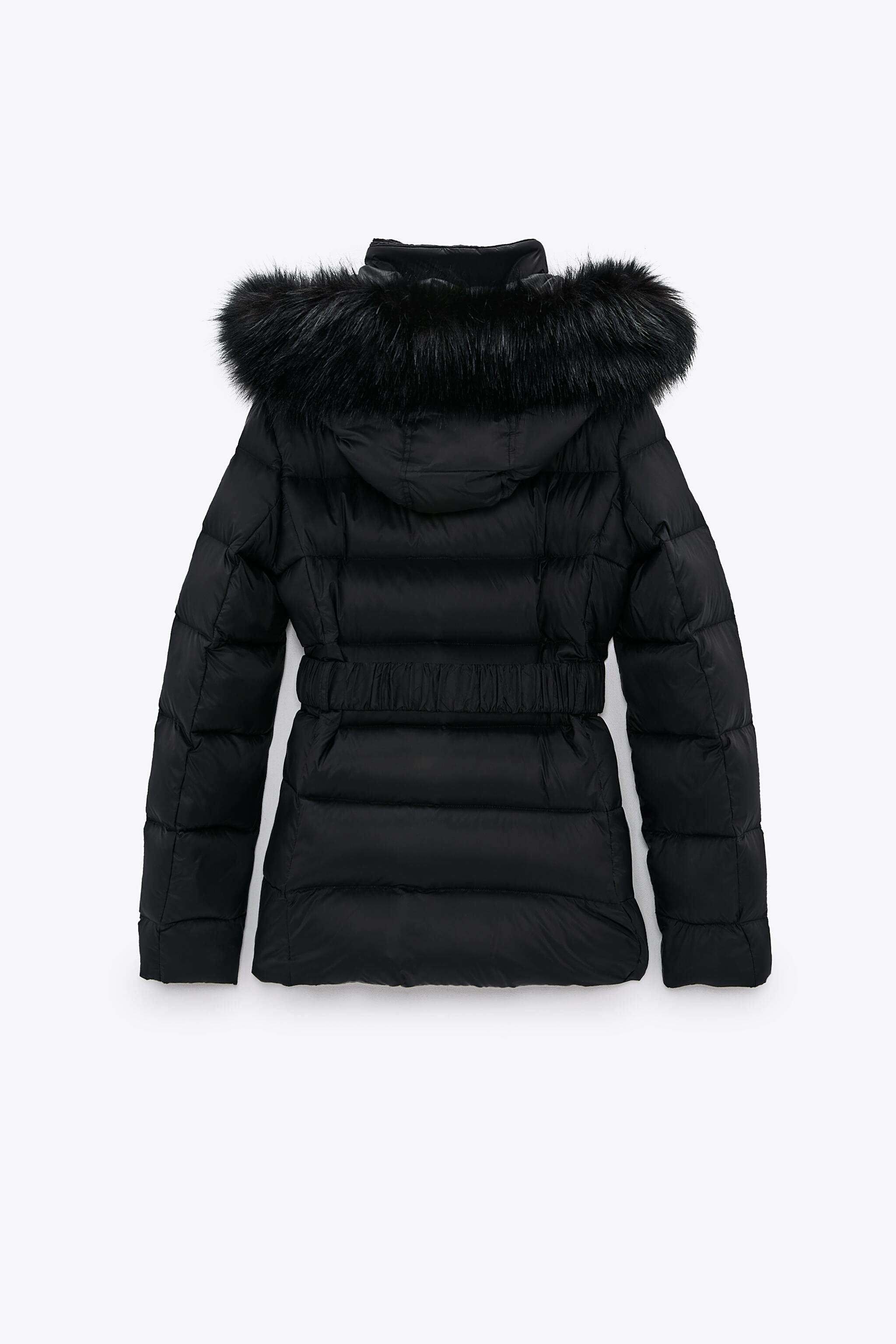 Fur Hood Black Zara Puffer Coat ZARA Womens Hooded Down Puffer