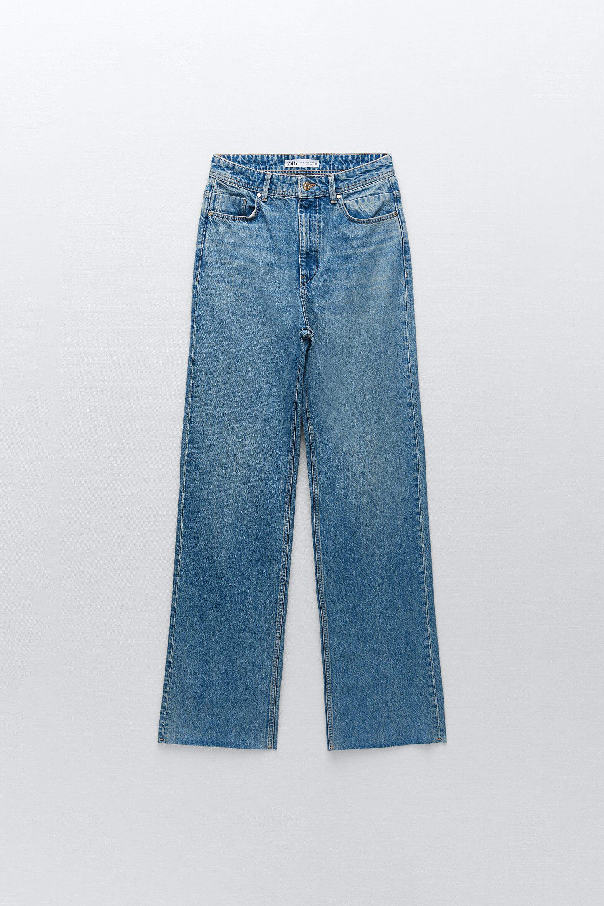 ZARA Womens Z1975 High-Rise Full-Length Jeans (Mid-Blue) in