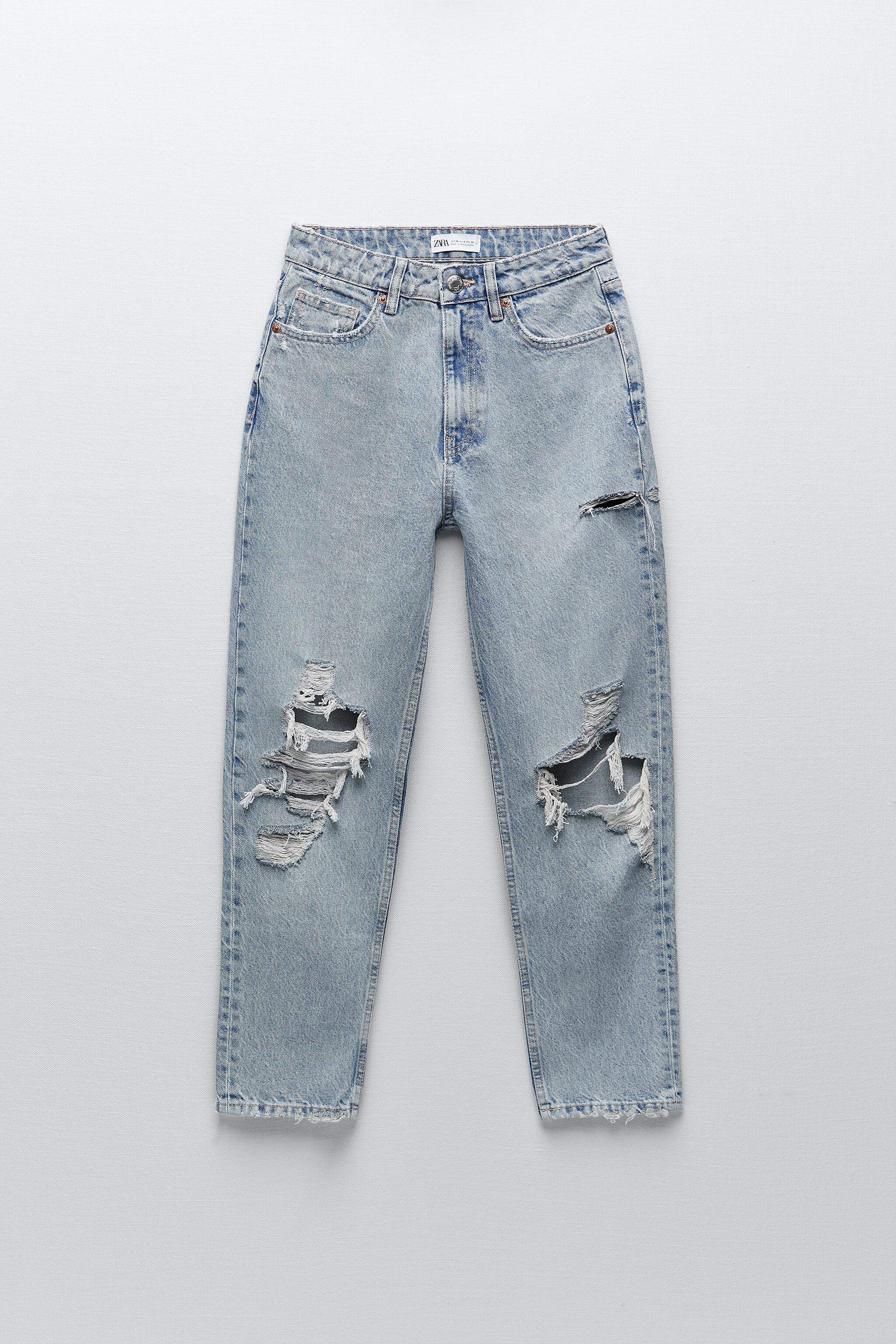 Zara Ripped Mom Fit Jeans Zara Slim Mom Jeans ZARA Womens Ripped