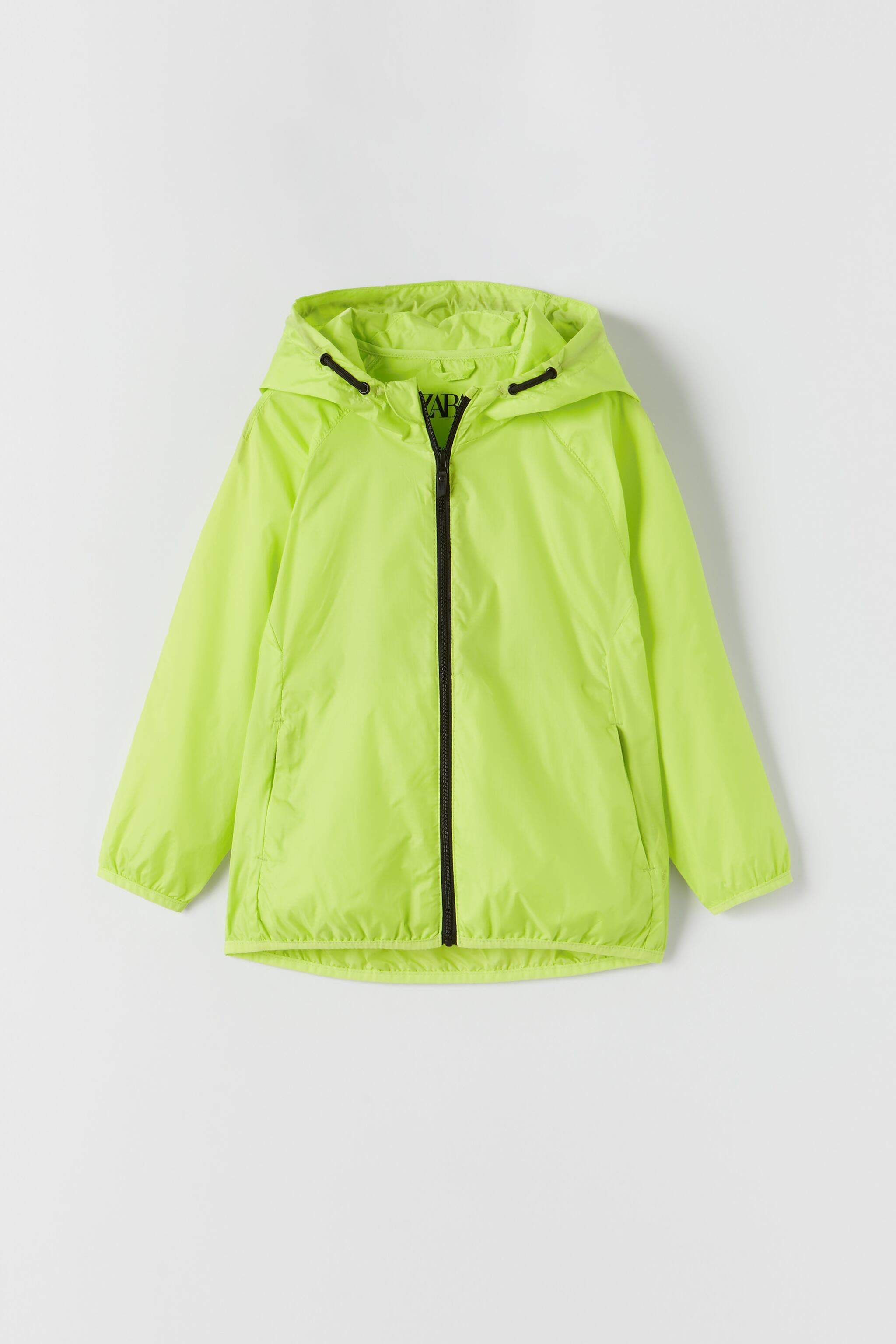 ZARA Kids Boys Neon Nylon Raincoat (Fluorescent Lime) in Chennai
