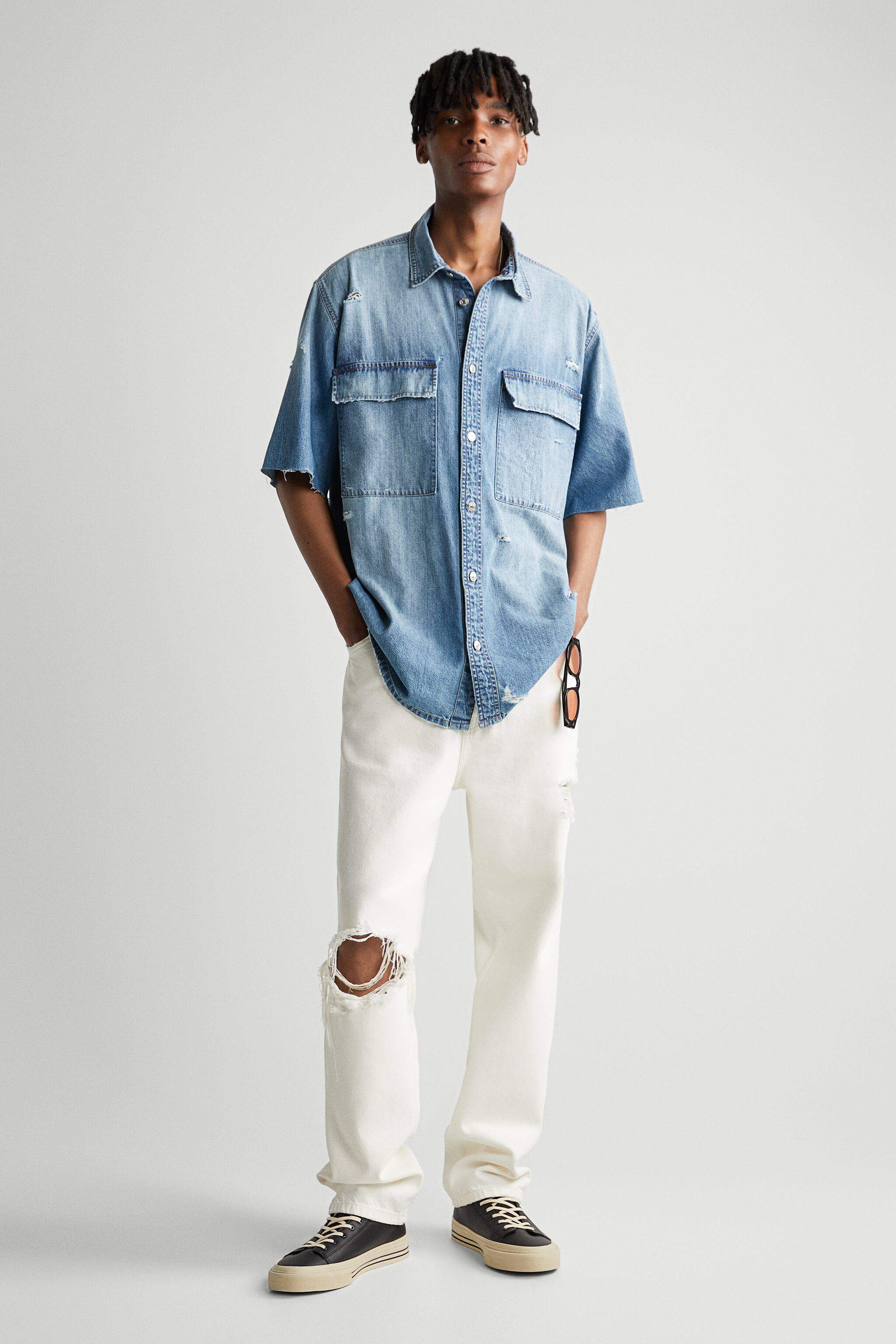 ZARA Mens Ripped Denim Shirt (Mid-Blue) in Pune at ₹ 2,651