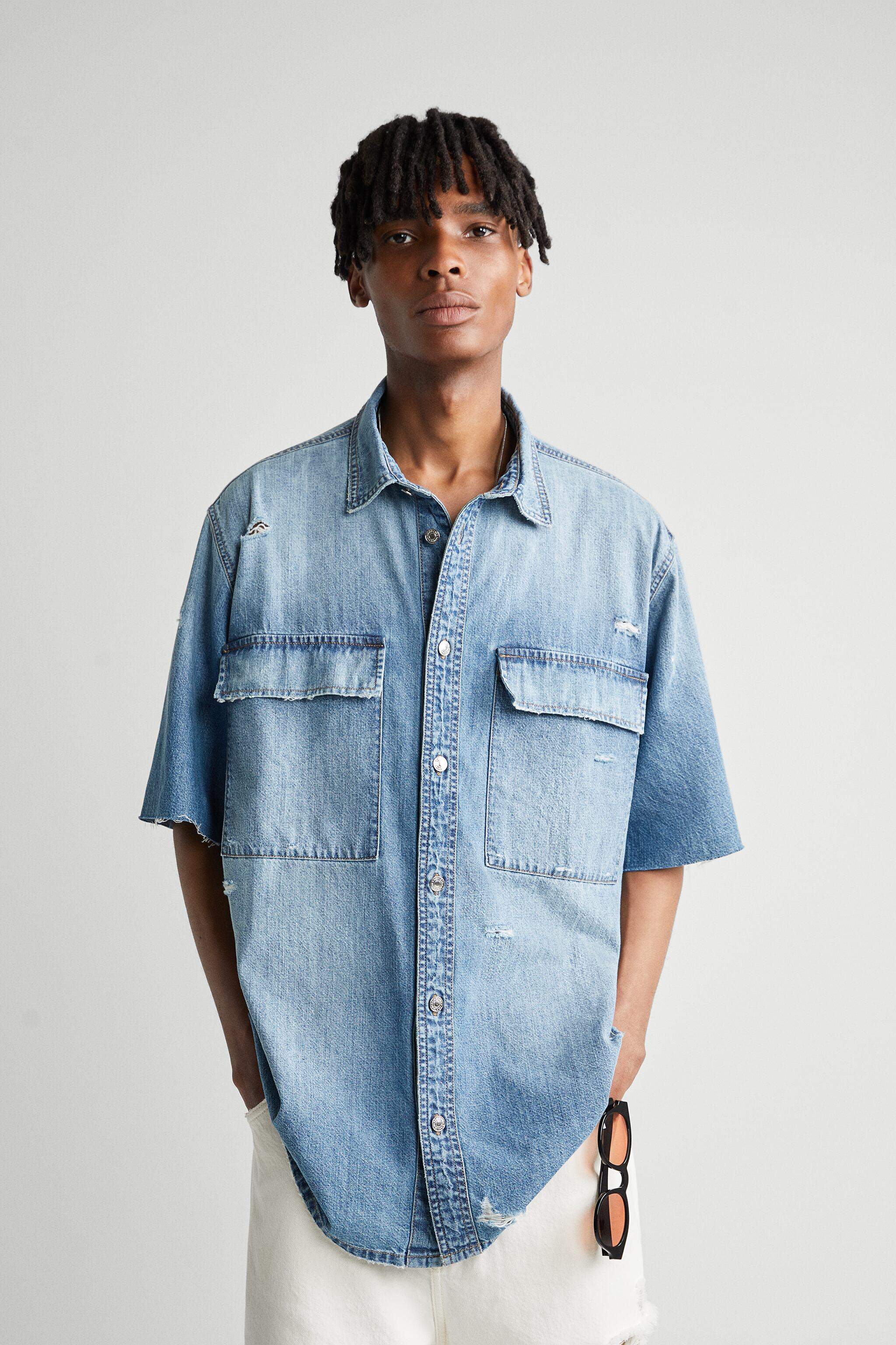 ZARA Mens Ripped Denim Shirt (Mid-Blue) in Pune at ₹ 2,651