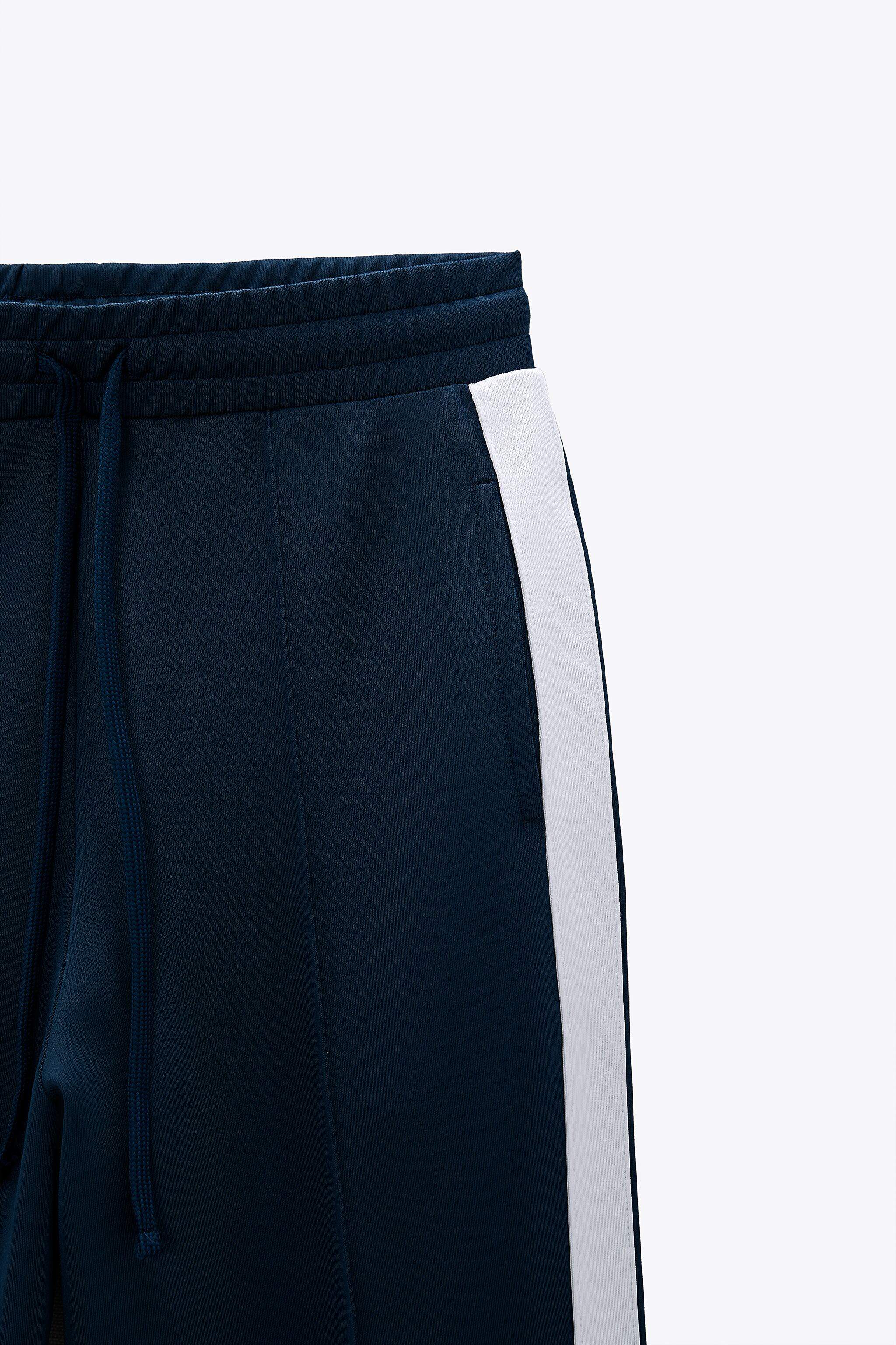 Zara Womens Retro Sporty Trousers (Navy 