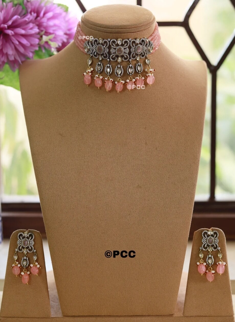 Zaveri Pearls Green Stones Beads Traditional Kundan Choker