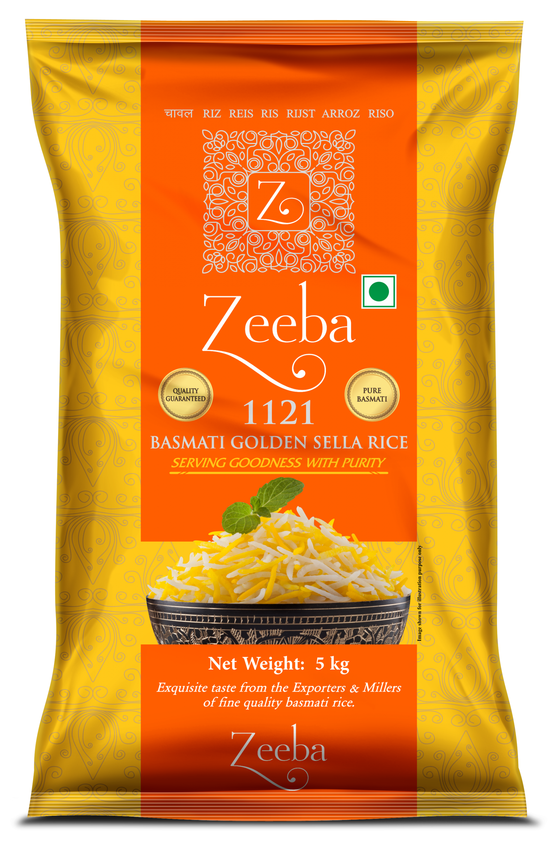 Zeeba Basmati Golden Sella Rice Plastic Pouch/Bopp/Fabric Bags - Main Image