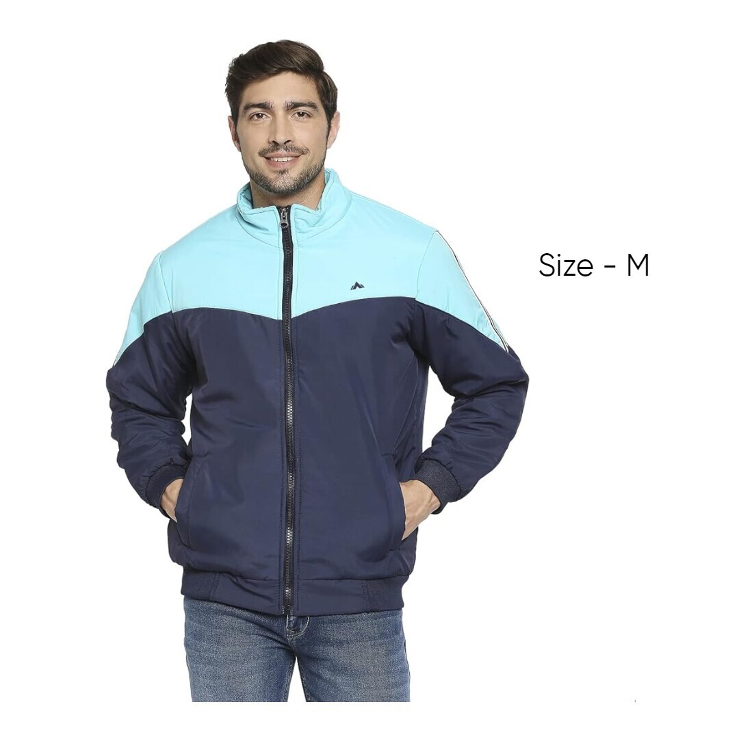 Zeel Winter Jacket For Men (Dark Blue and Sky Blue M in