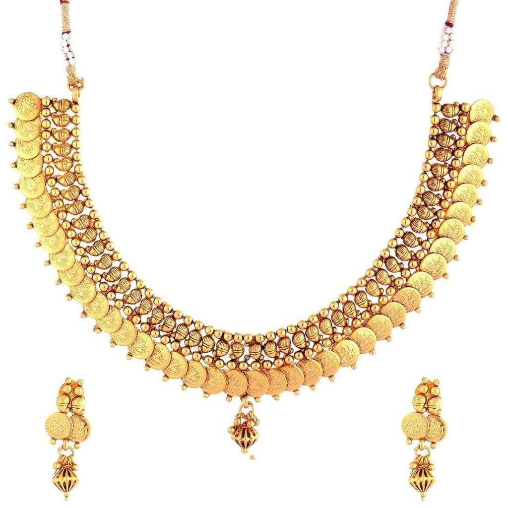 Zivom N1027AIQHQQ Lakshmi Coin Gold Temple Antique Necklace