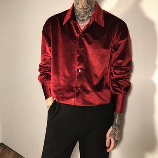 Party Velvet Shirt (Red) in Ahmedabad 
