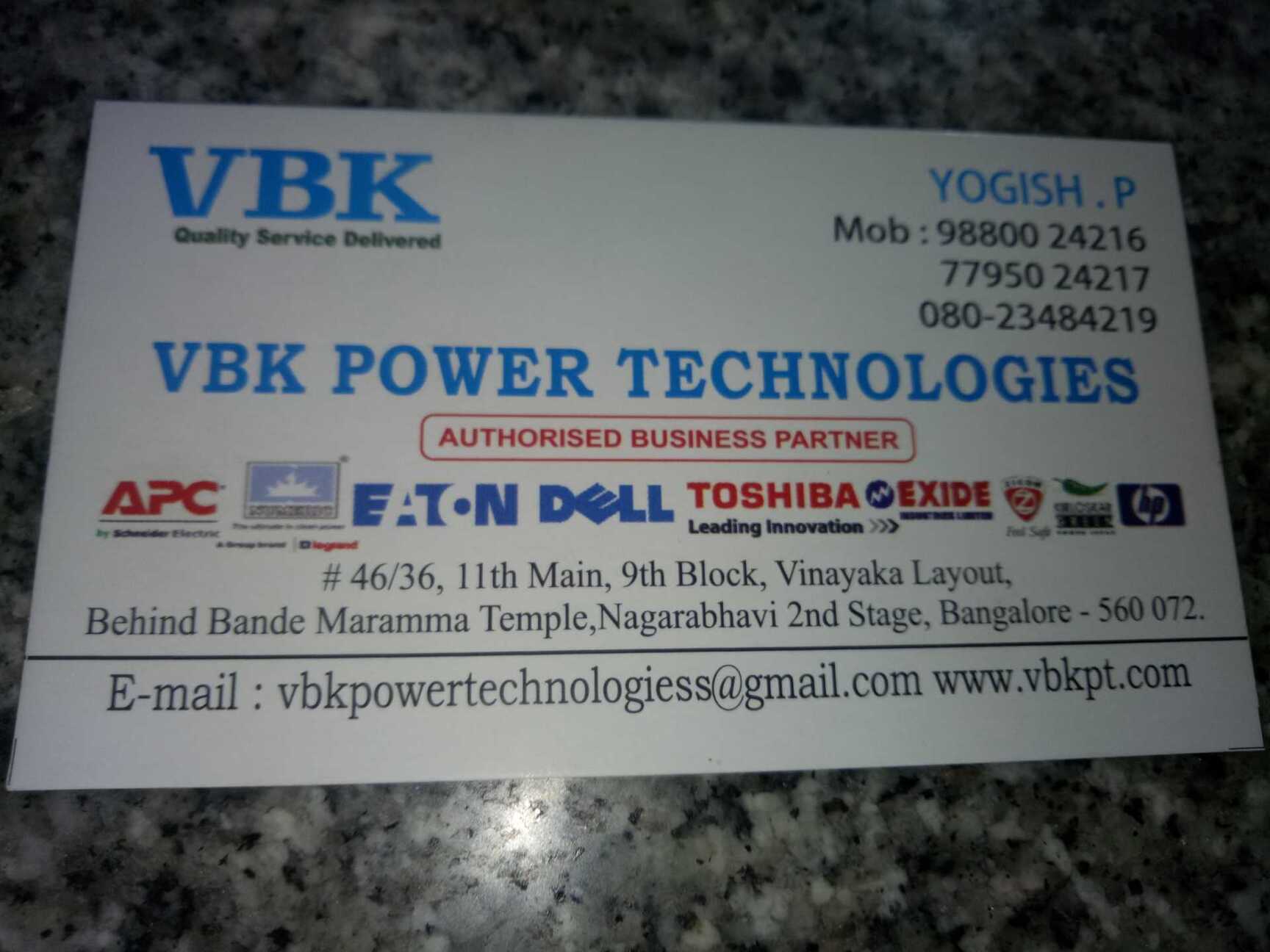 VBK Power Technologies in Nagarbhavi 2nd Stage 9th Block, Bangalore - Best  Laptop Wholesalers in Bangalore - Justdial