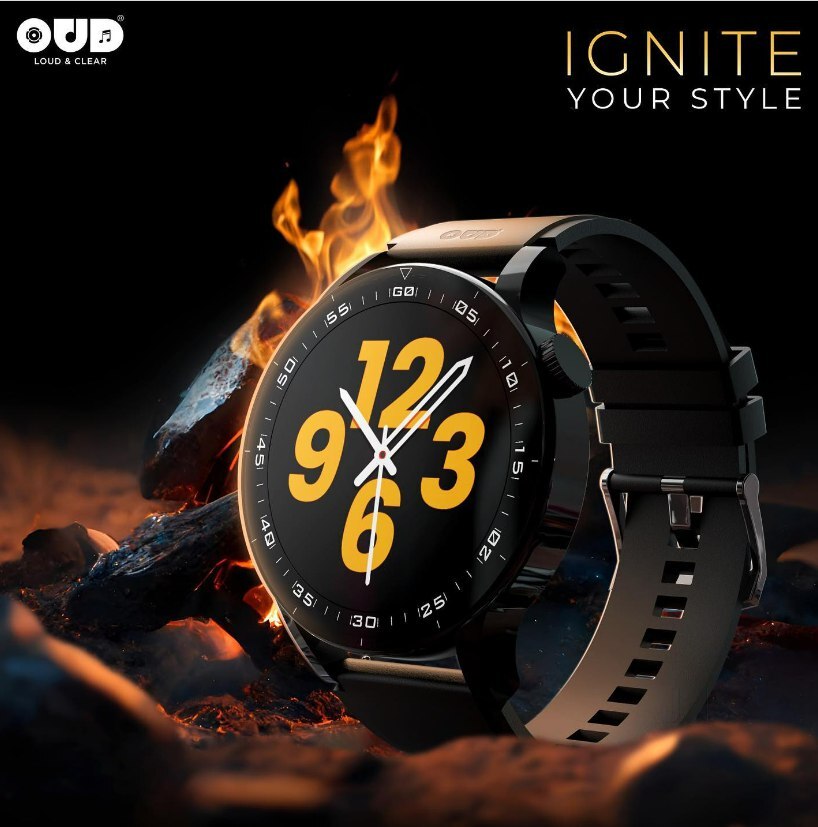 Peach Black Strap Smartwatch Peach Black Strap Esmart Watch